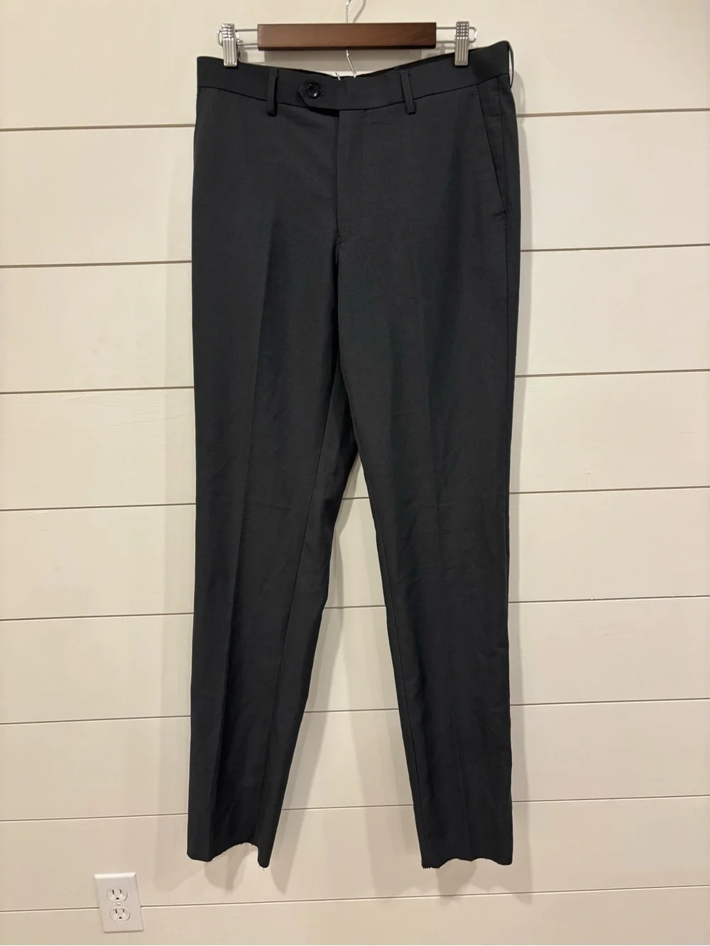 NWOT Fino Uomo DB200 Men's Slim Fit Suit Pants Trousers Flat Front Grey 32W